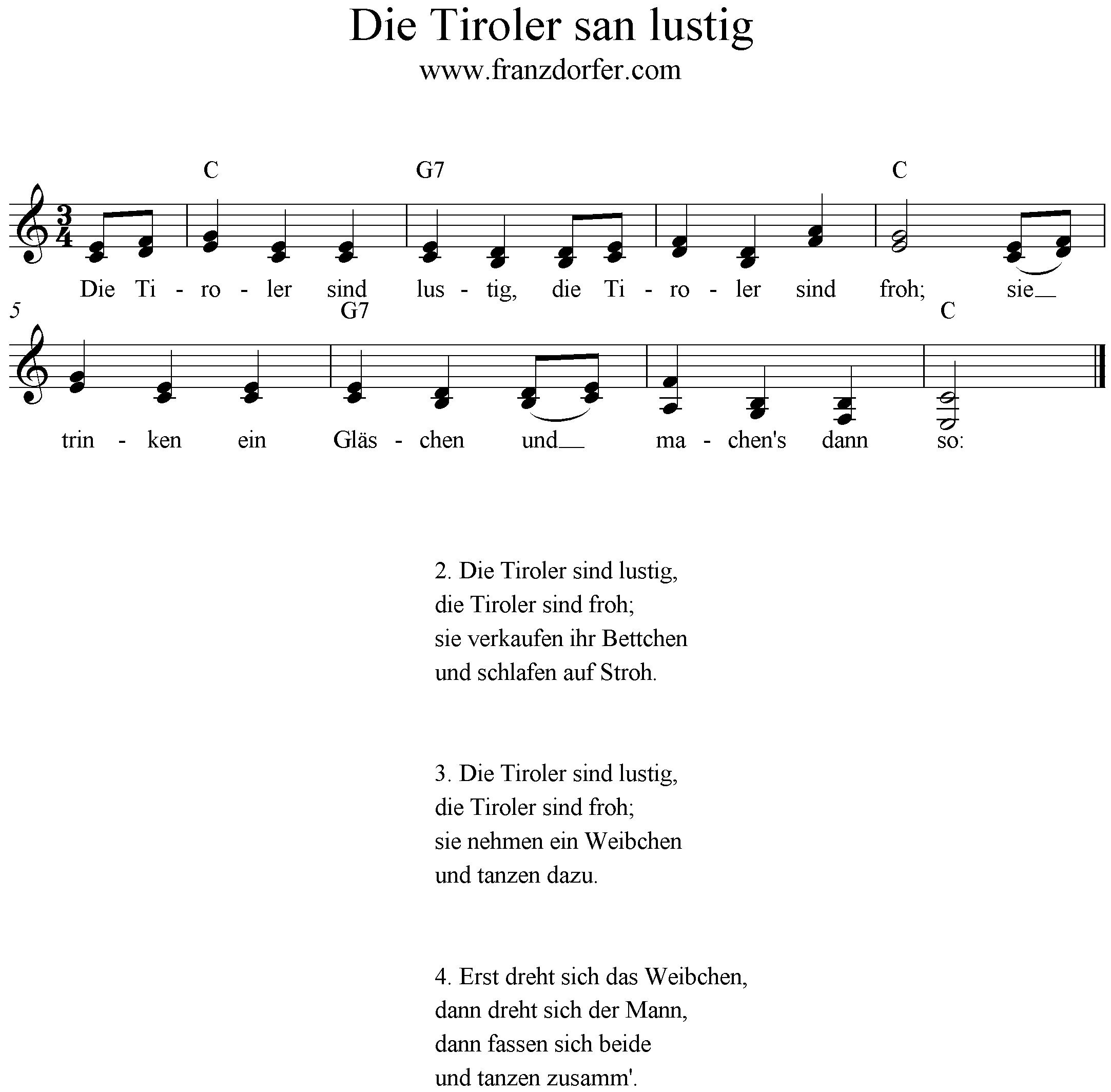 Noten Die Tiroler san lustig